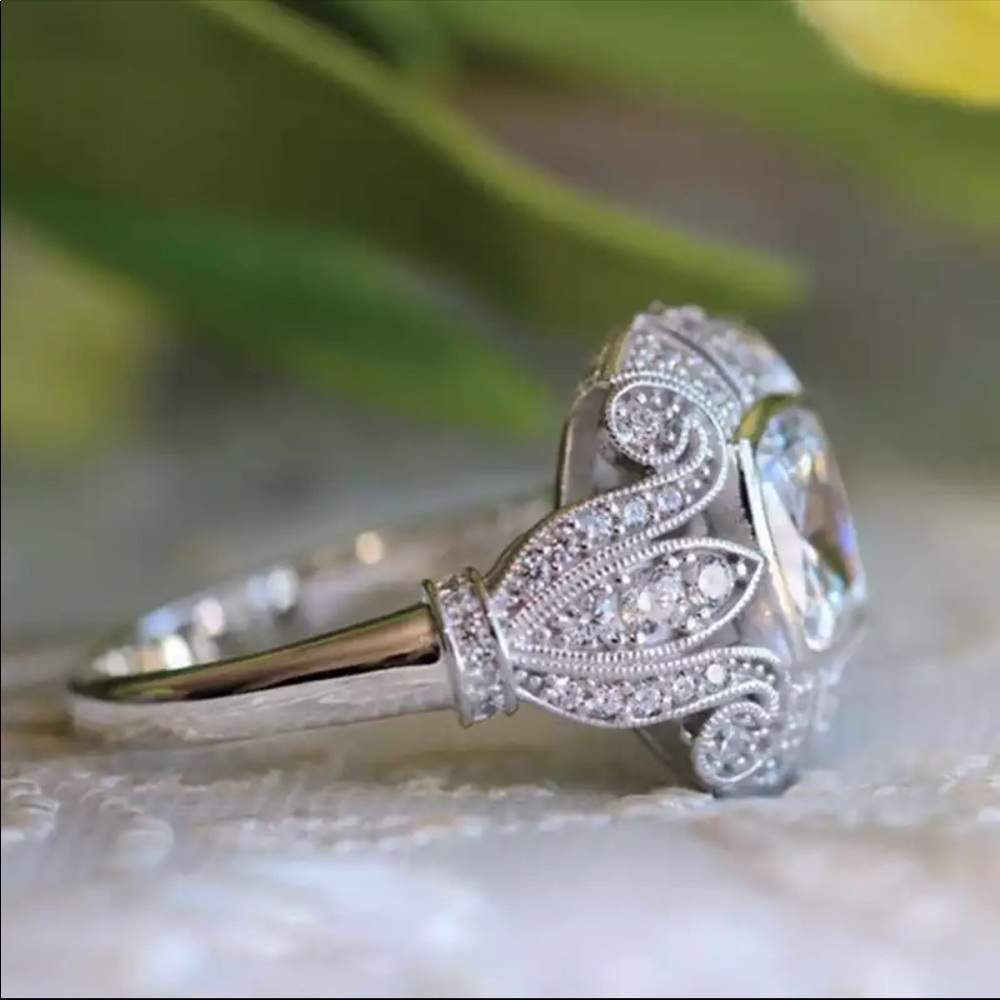925 Silver Art Deco Statement Ring - Picture 6 of 8
